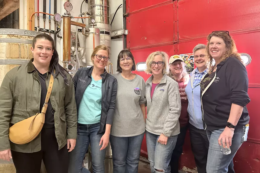 A group of women who attend Spirit Hound Distillers' Whisky Wenches club