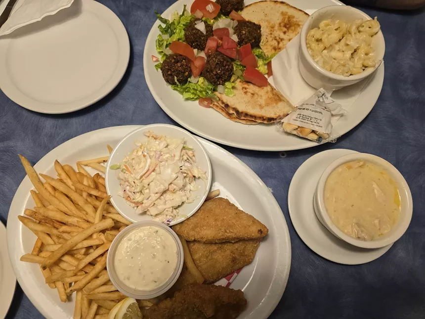 various food on plates