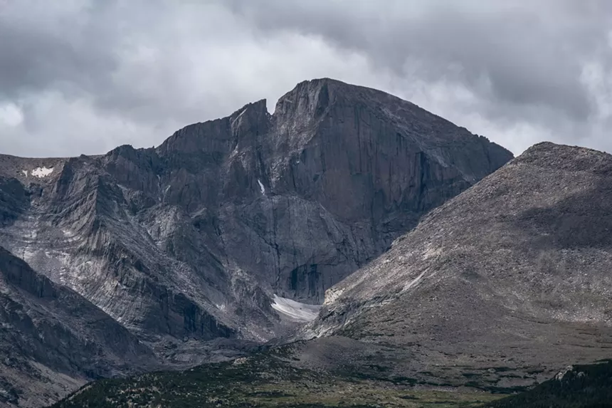 The sheer, rocky face of Longs Peak