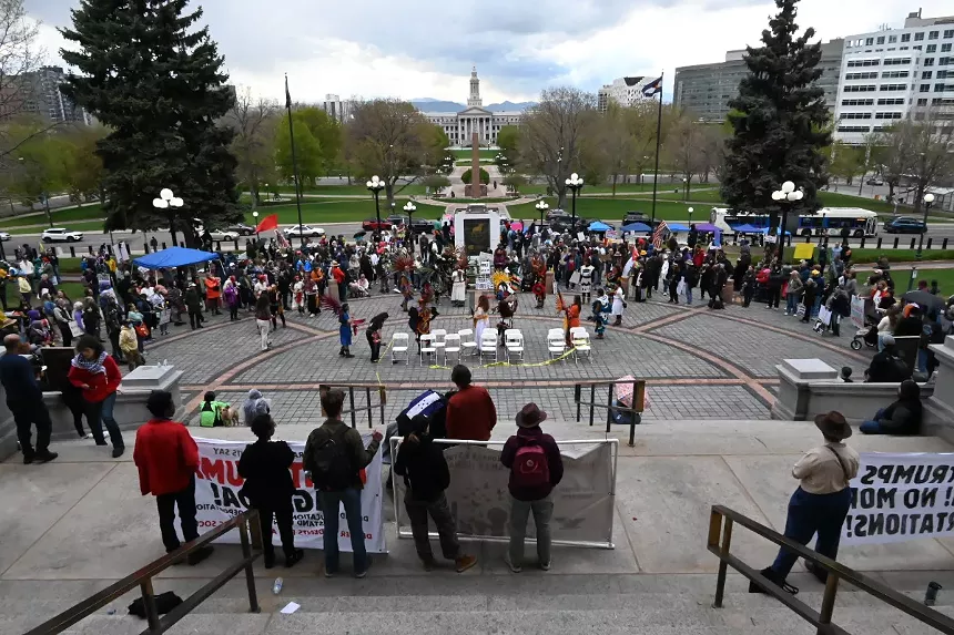 A crowd at a protest.