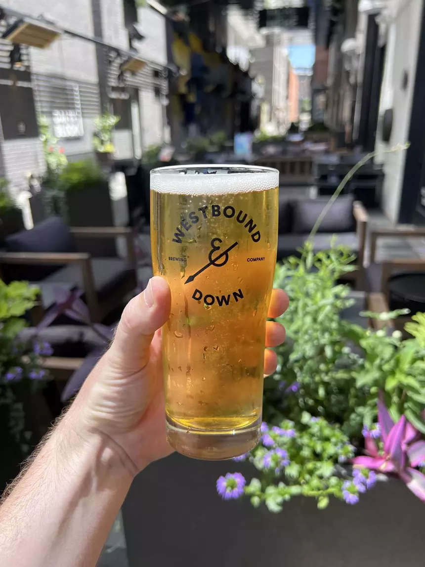 hand holding glass of beer