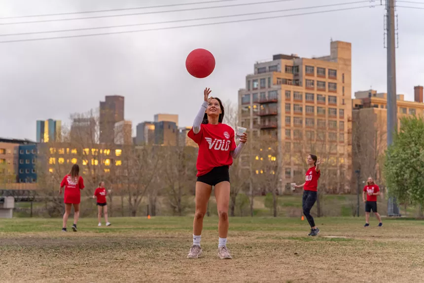 people playing kickball