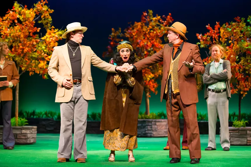 Actors perform in a Shakespeare play.