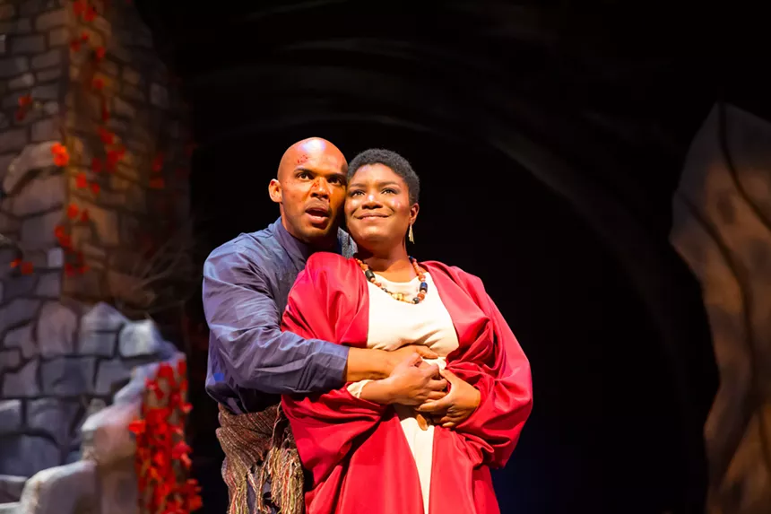 Two actors perform Shakespeare.