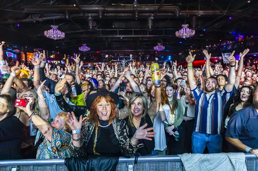 A photo of the crowd during Dope Lemon's performance at the Fillmore Auditorium in Denver, Colorado.