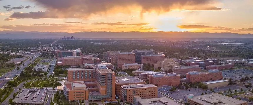 sun rises over hospital campus