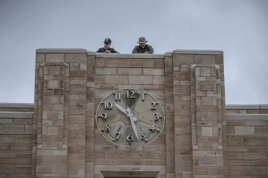 swat teams on building