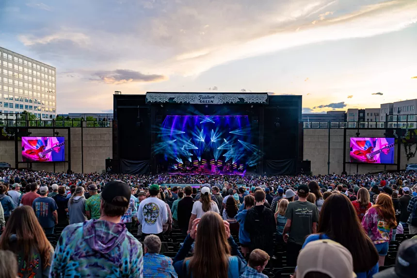 Sunset above stage at Goose