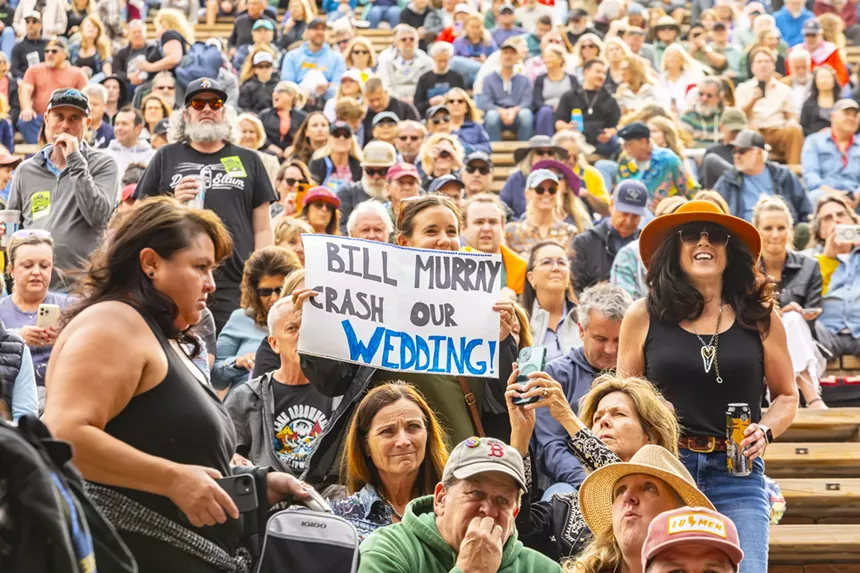A fan showing their admiration for Bill Murray through a poster.