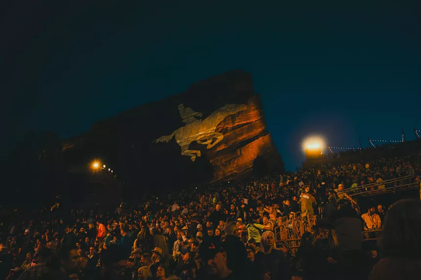 A picture of Red Rocks at night.