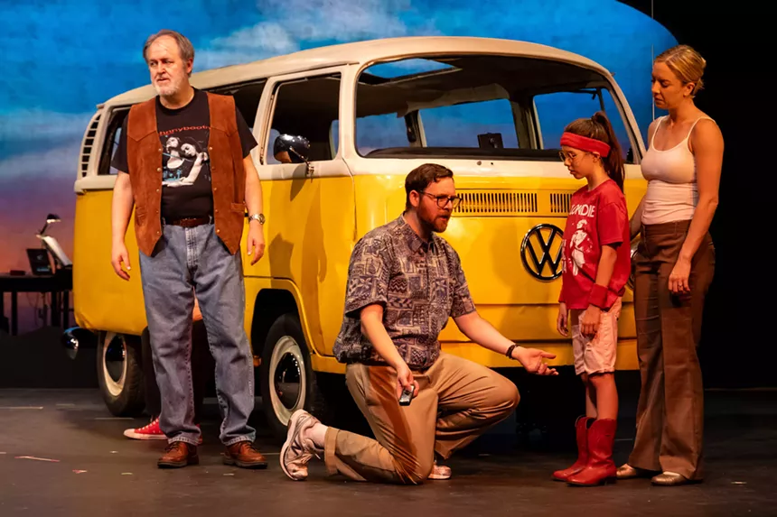A group of actors perform onstage in Aurora Fox's Little Miss Sunshine.