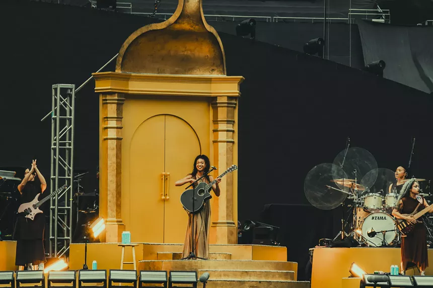 Willow on stage at Empower Field at Mile High opening for Coldplay.