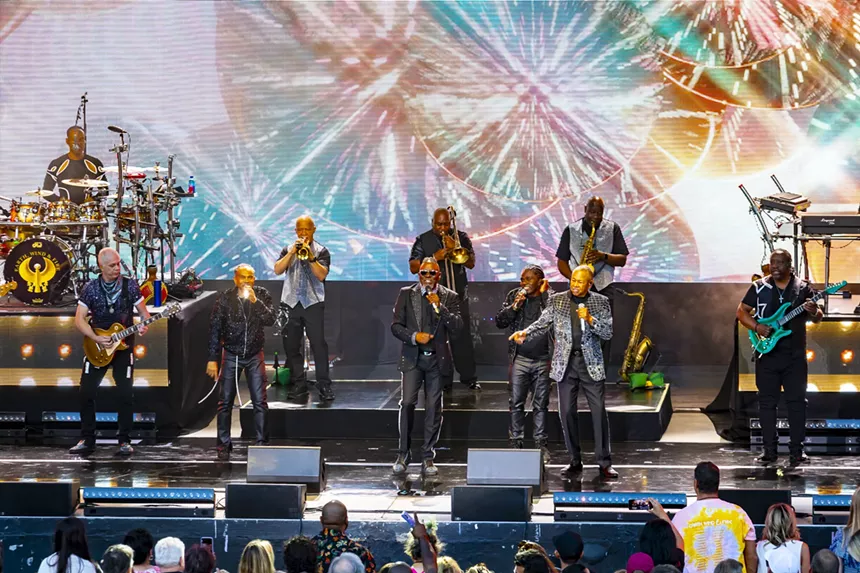 Earth, Wind & Fire on stage at Fiddler's Green Amphitheatre in Greenwood Village, Colorado on Saturday, June 14, 2025.
