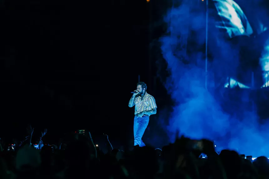 Post Malone on stage at Empower Field at Mile High for The Big ASS Stadium Tour.