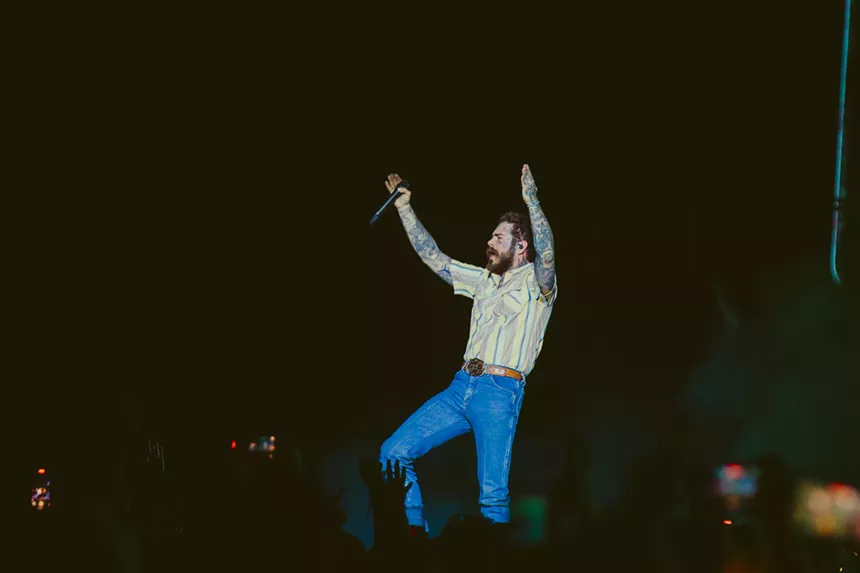 Post Malone on stage at Empower Field at Mile High for The Big ASS Stadium Tour.