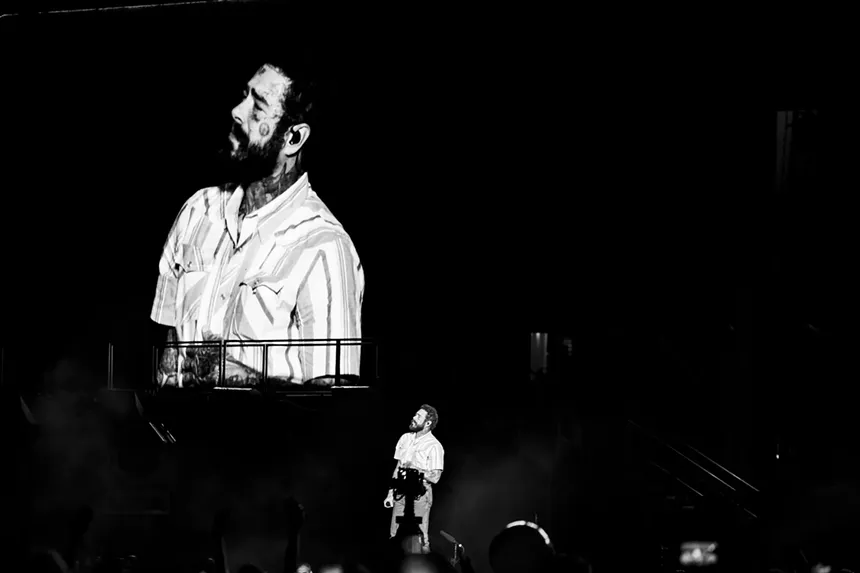 Post Malone on stage at Empower Field at Mile High for The Big ASS Stadium Tour.