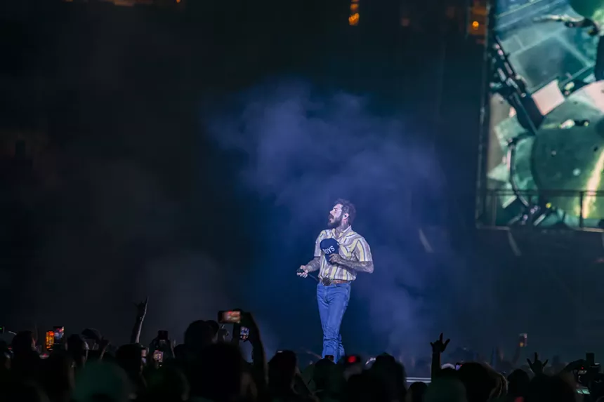 Post Malone on stage at Empower Field at Mile High for The Big ASS Stadium Tour.