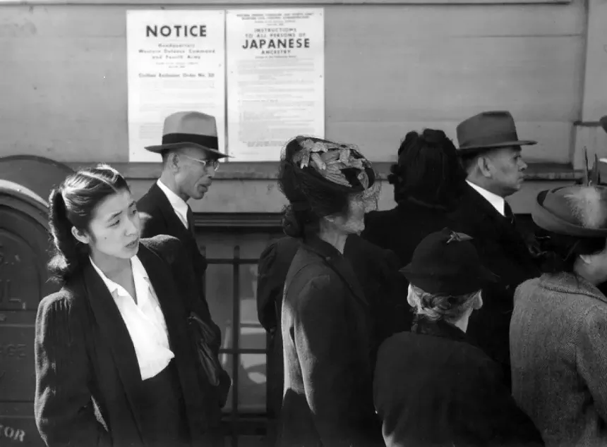 a photo of japanese americans during internment in world war ii