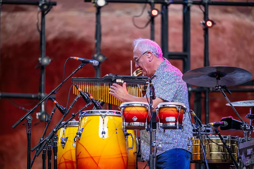 Sunny Ortiz playing percussion