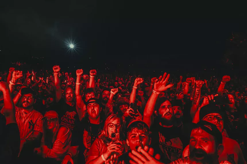 A photo of the crowd during Wu-Tang Clan's performance in Denver, Colorado.