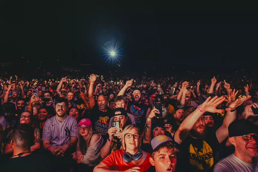 A photo of the crowd during Wu-Tang Clan's performance in Denver, Colorado.