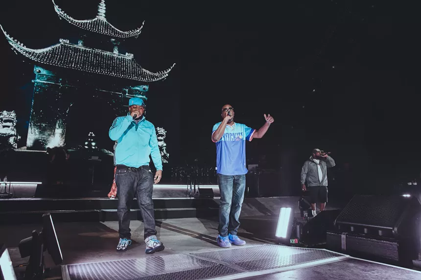 Wu-Tang Clan on stage at Fiddler's Green Amphitheatre in Greenwood Village, Colorado on Friday, July 4, 2025.