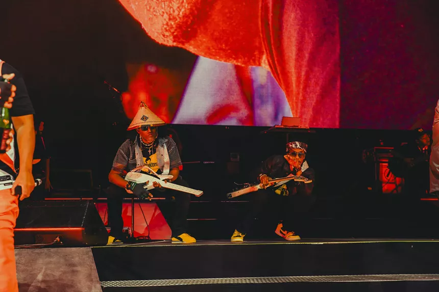 Wu-Tang Clan on stage at Fiddler's Green Amphitheatre in Greenwood Village, Colorado on Friday, July 4, 2025.