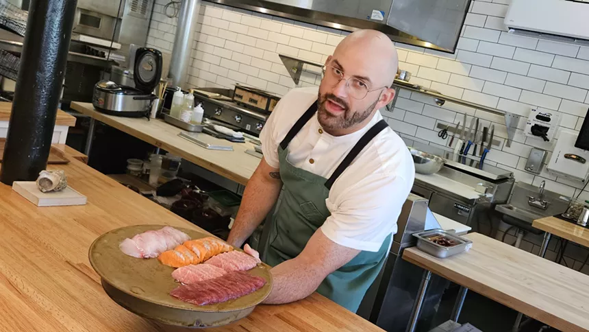 Chef Mile Odell showing sashimi