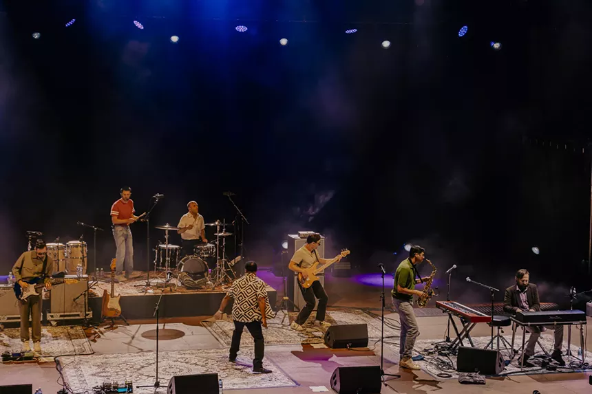 Vulfpeck on stage at Red Rocks on Saturday, July 5, 2025.