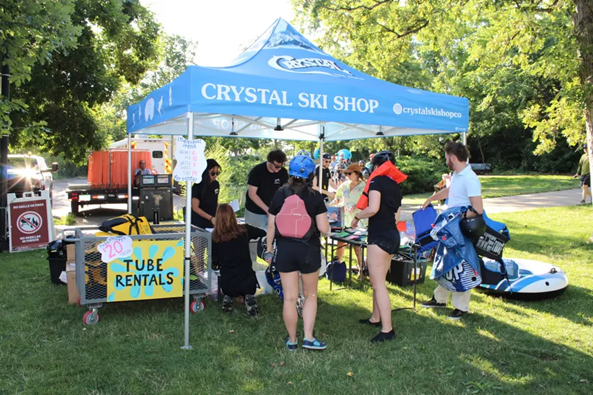 Inner tube rental stand.