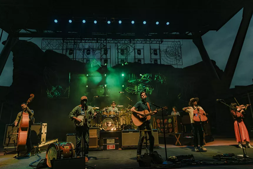 The Avett Brothers on stage at Red Rocks performing night one of a three-night run.