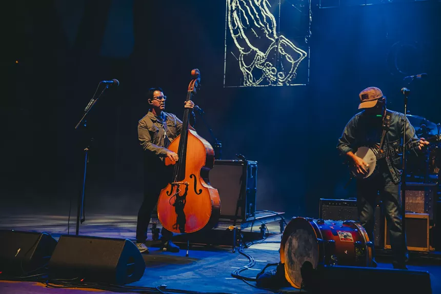 The Avett Brothers on stage at Red Rocks performing night one of a three-night run.