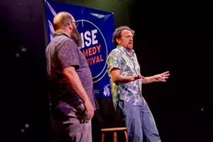 An improv team onstage.
