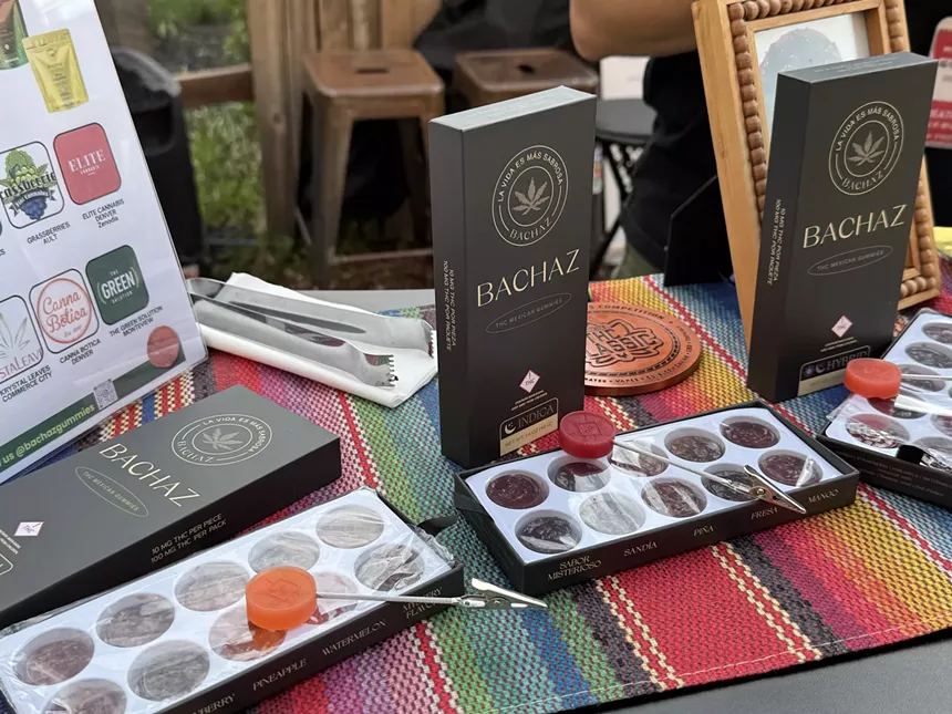 Bachaz line of THC gummies are displayed for guests of "Cultura Elevada" to view and sample.