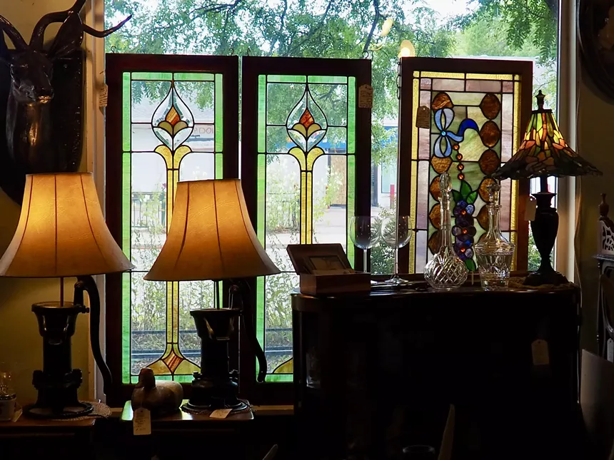 Antique lamps and stained glass