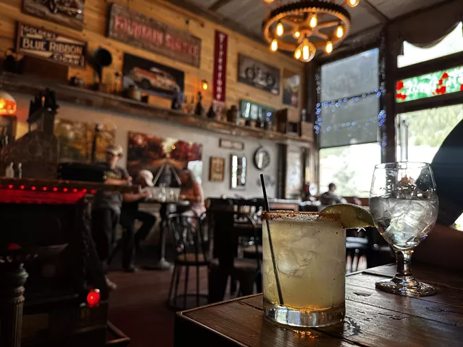 Cocktail sitting on a table