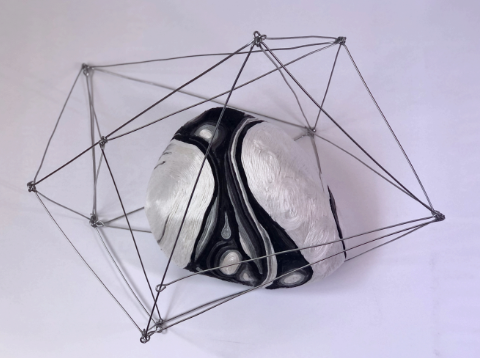 a sculpture made of wire