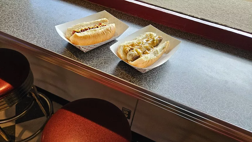 two hot dogs