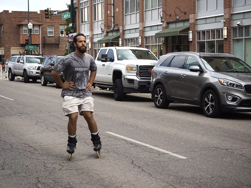 A man on roller skates