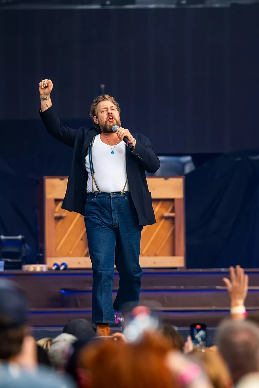 Nathaniel Rateliff on stage at Empower Field