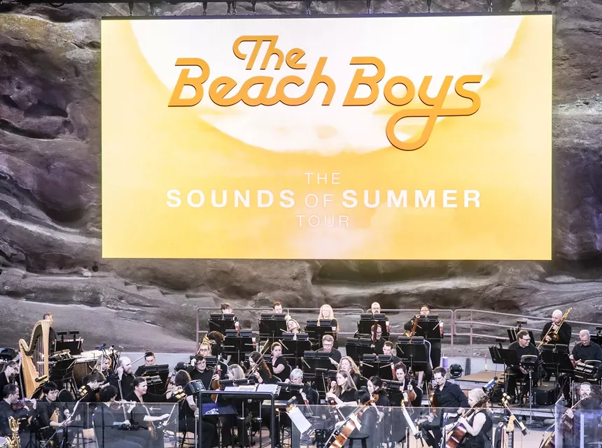the Beach Boys performing at Red Rocks in 2025