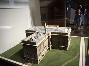 A case with a building replica
