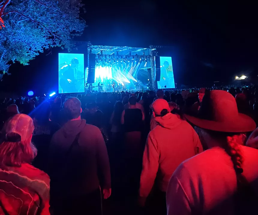 band on stage at night