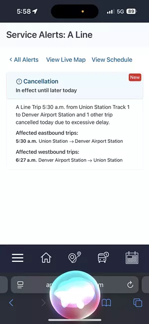 A screenshot of a Service Alerts page