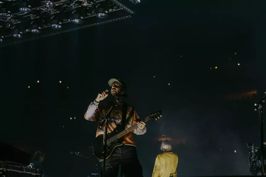 Linkin Park takes the stage at Ball Arena in Denver, Colorado.