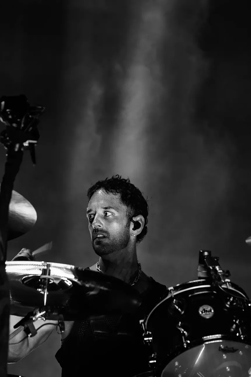 Linkin Park takes the stage at Ball Arena in Denver, Colorado.