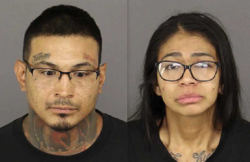Booking photos of Demetrio Urbina and Araceli Urbina.