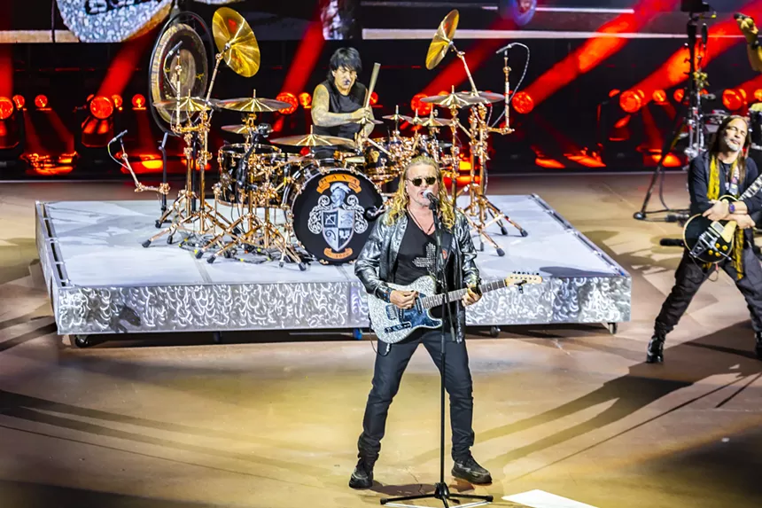 Maná on stage at Red Rocks for night one of two of their performances.