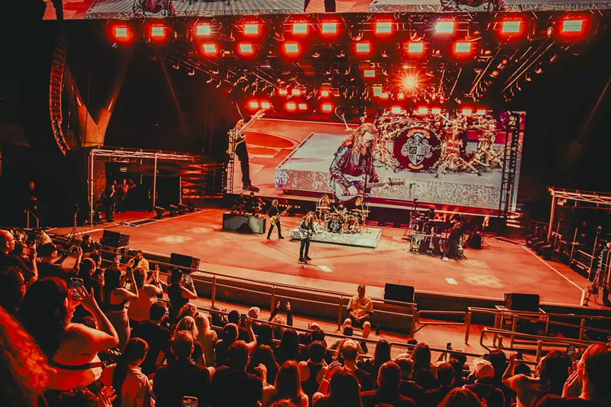 Maná on stage at Red Rocks for night one of two of their performances.