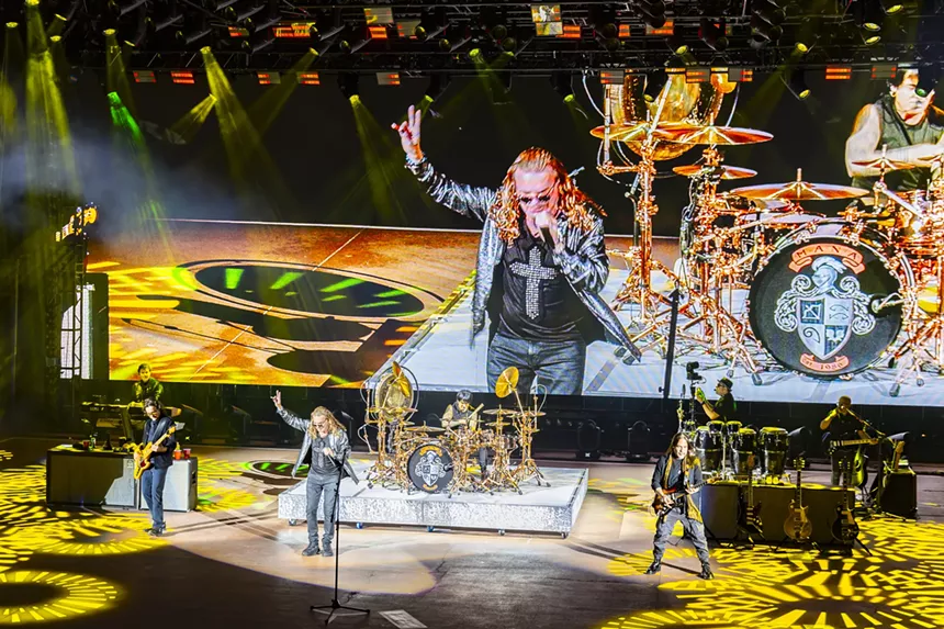Maná on stage at Red Rocks for night one of two of their performances.